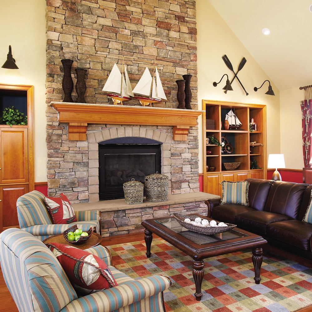 Interior Stone Veneer on Fireplace- Chardonnay Country Ledge